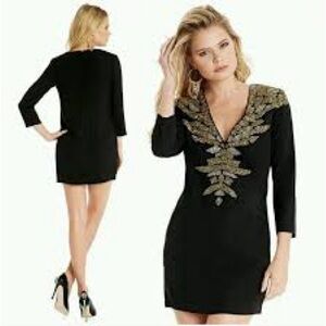 Guess by Marciano black Claudia embelleshed woven satin dress size 2